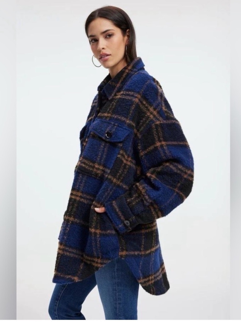 Good American Oversized Plaid Shacket 00/0